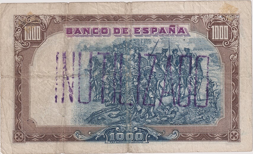 1000 pesetas 1937 y documentos adjuntos, una de las joyas de la colección. Flipante Spain-P106-E-1000-Pesetas-1937-Proof-Reverso