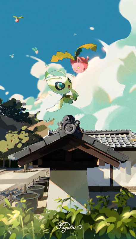 celebi-and-hoppip-pokemon-drawn-by-sugah