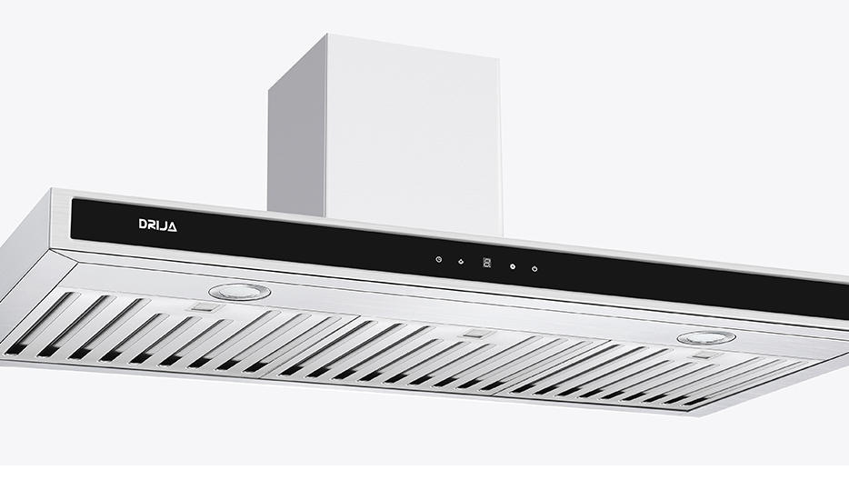 Extractor de Grasa Drija Quadrato 90 Acero con acabado de acero inoxidable y panel de vidrio.