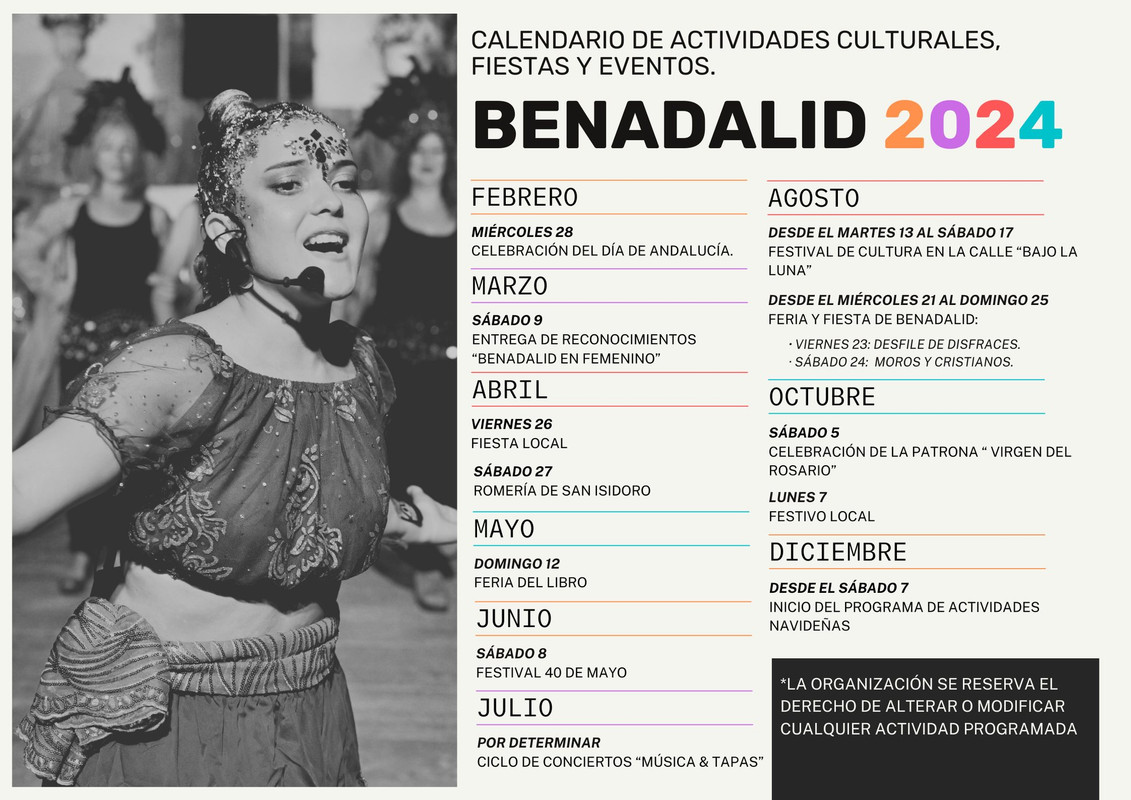 Actividades culturales Benadalid 2024