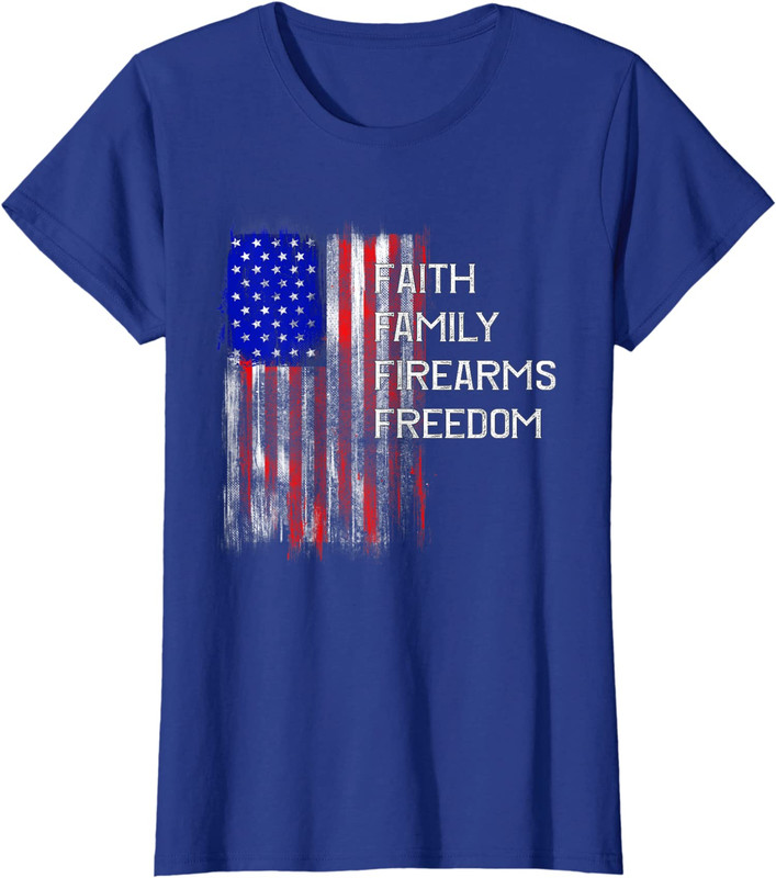 Women's Patriotic Shirt Faith Family Freedom American Flag 