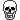 A gif of pixel art of a skull, opening and closing its mouth