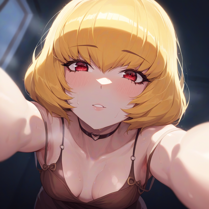 1girl, clementine, overlord, blonde hair, short hair, red eyes, small breasts, b s-1734886048