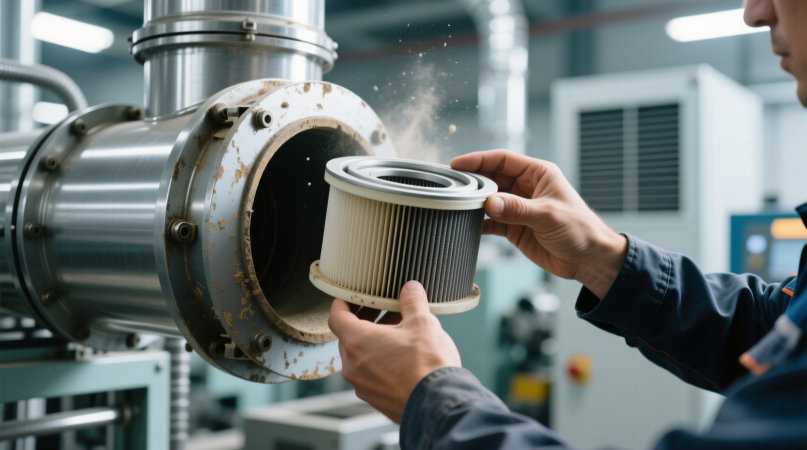 Замена фильтра в системе пылеудаления