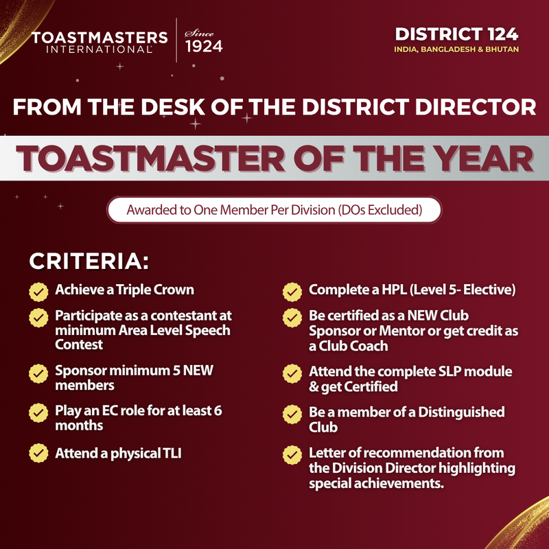 Toastmaster of the Year Award