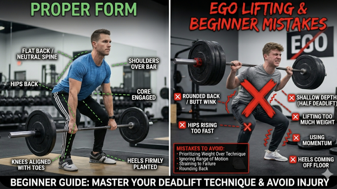 Person performing deadlift with proper form and defined lean physique, demonstrating lean strength training technique and build strength stay lean