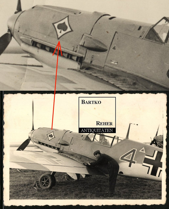 Foto 2.WK Messerschmitt 109 Jagdgeschwader 53 Jasta Flugzeug Geschwaderabzeichen (1)