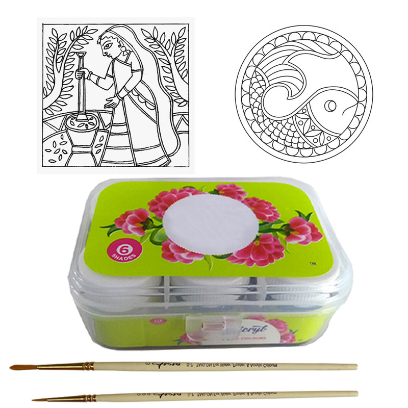 Madhubani Art on Canvas DIY Kit