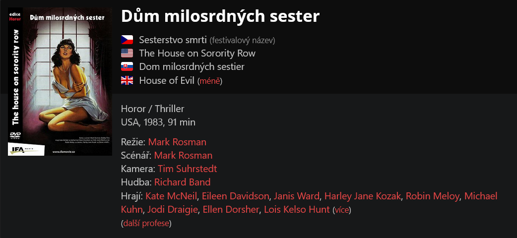 Dům milosrdných sester / The House on Sorority Row (1983)