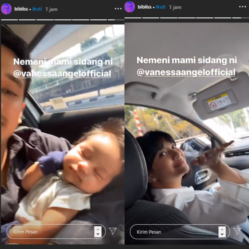 Bibi Ardiansyah gendong anak temani Vanessa Angel sidang
