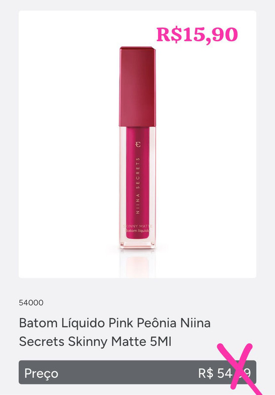 Batom Líquido Niina Secrets Skinny Matte