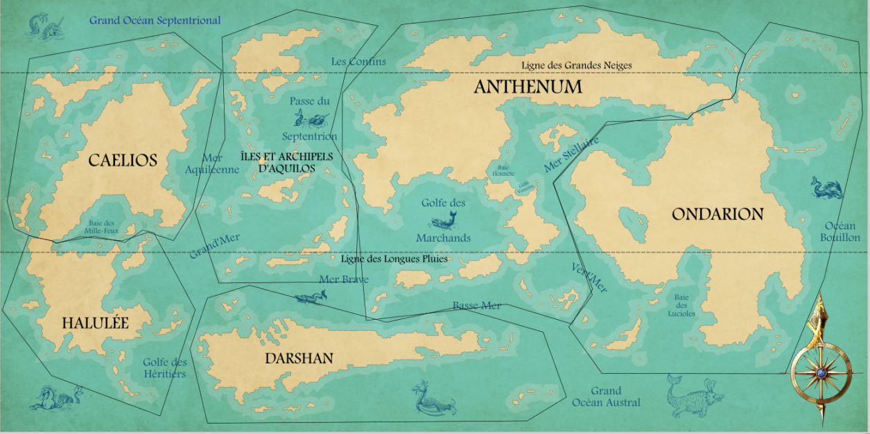 Délimitation des 6 continents de Magikratos