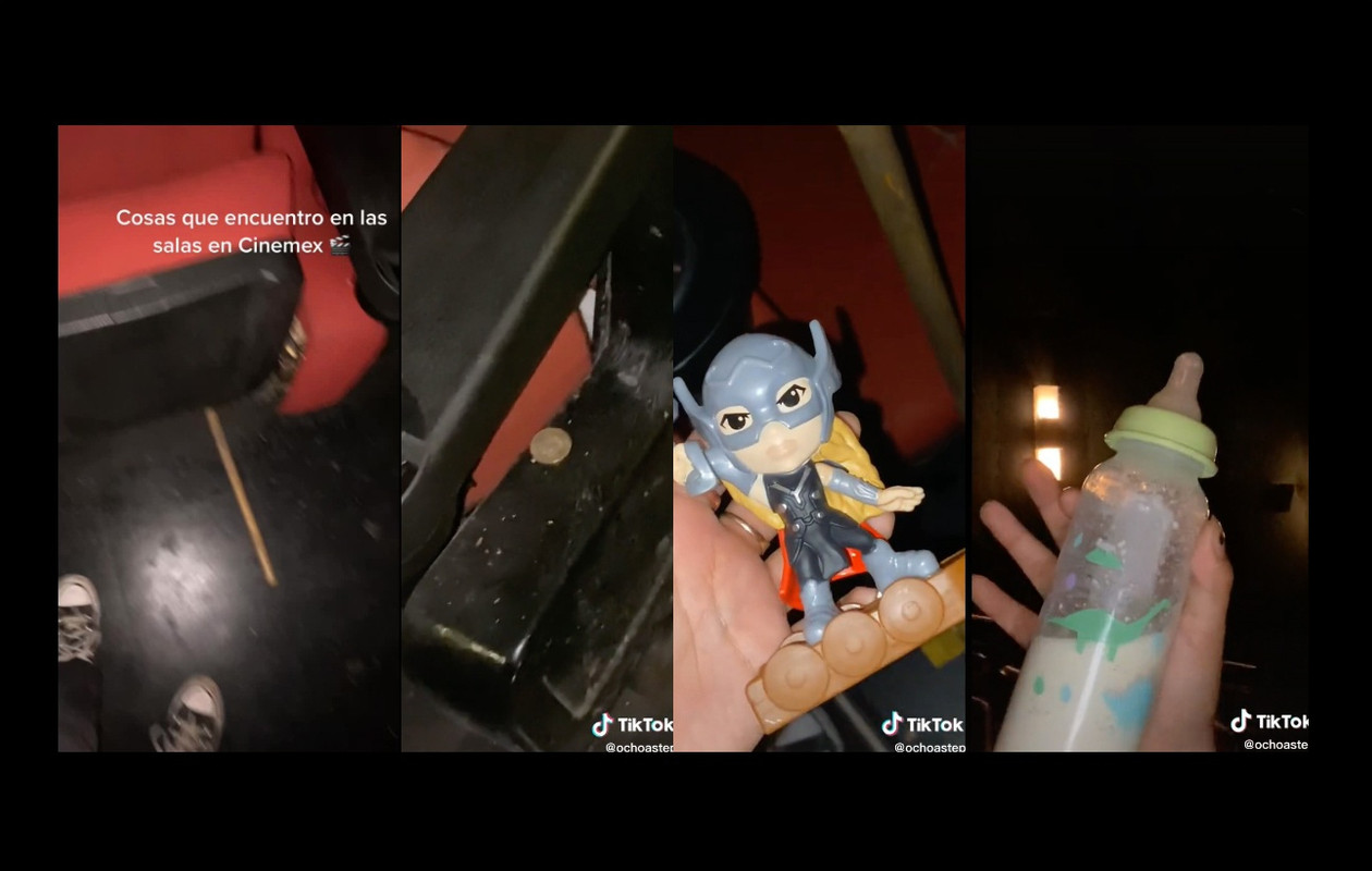 Joven muestra qué se deja en el cine por parte de los clientes