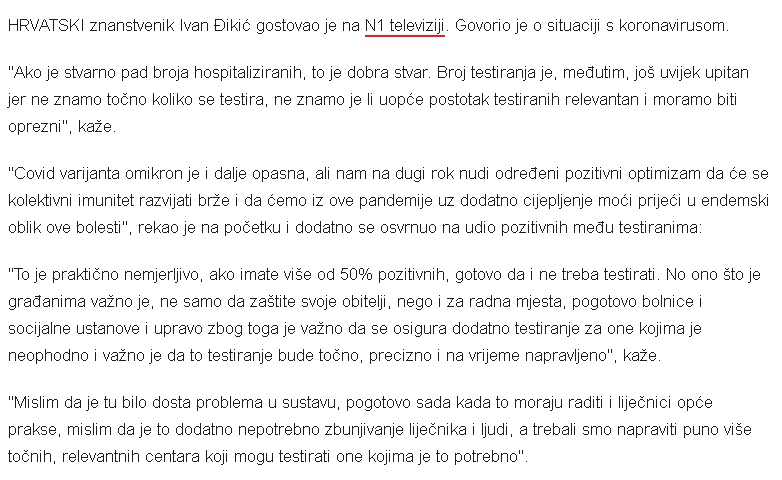 Đikić: Omikron ima dvije komponente koje je važno znati 8