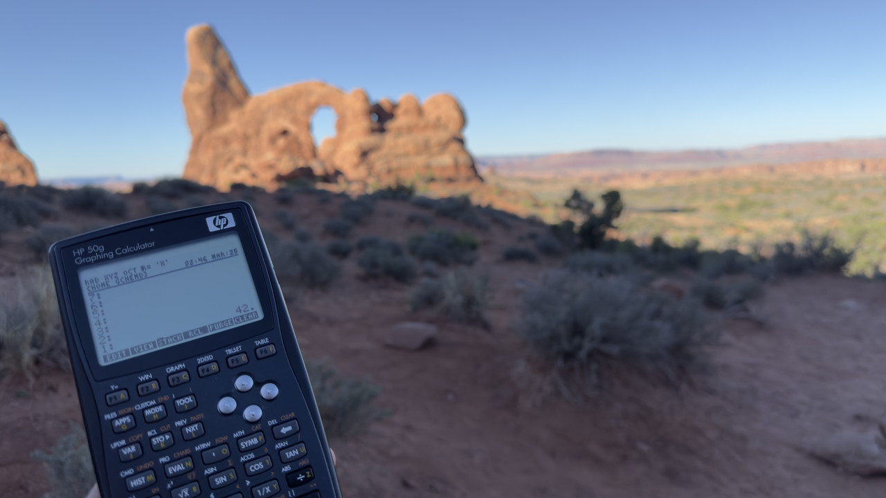 HP 50g in front of Turret Arch