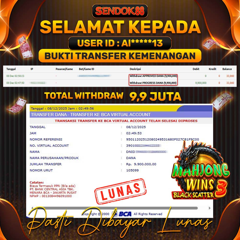 SENDOK88 JEPE! MAHJONG WINS 3 BLACK SCATTER Rp 9.900.000,- LUNAS!