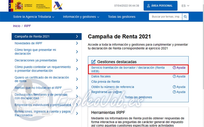 solicitar borrador renta