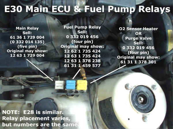 BMW - E30 - 325es -1986 - Main relay - Fuel Pump Relay  and -  O2 Sensor Heater relay