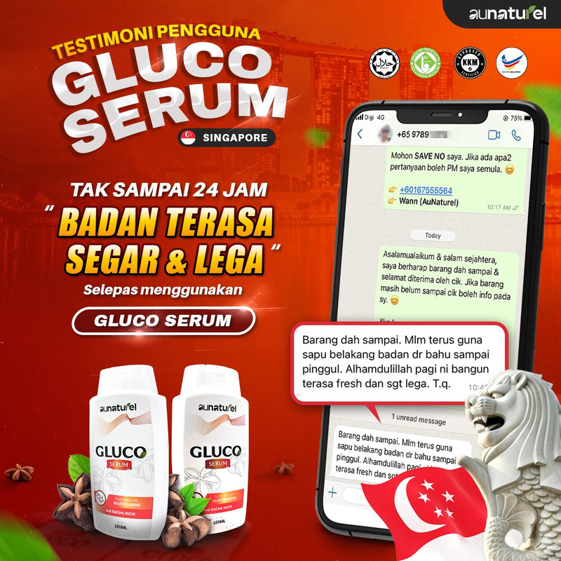 Testimoni pengguna Gluco Serum, badan segar dan lega dalam masa 24 jam