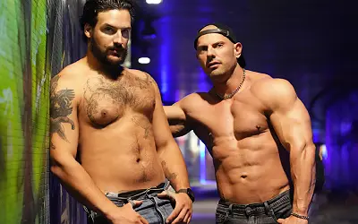 Samuel Decker gets fucked in a bar by Dimitri Venum