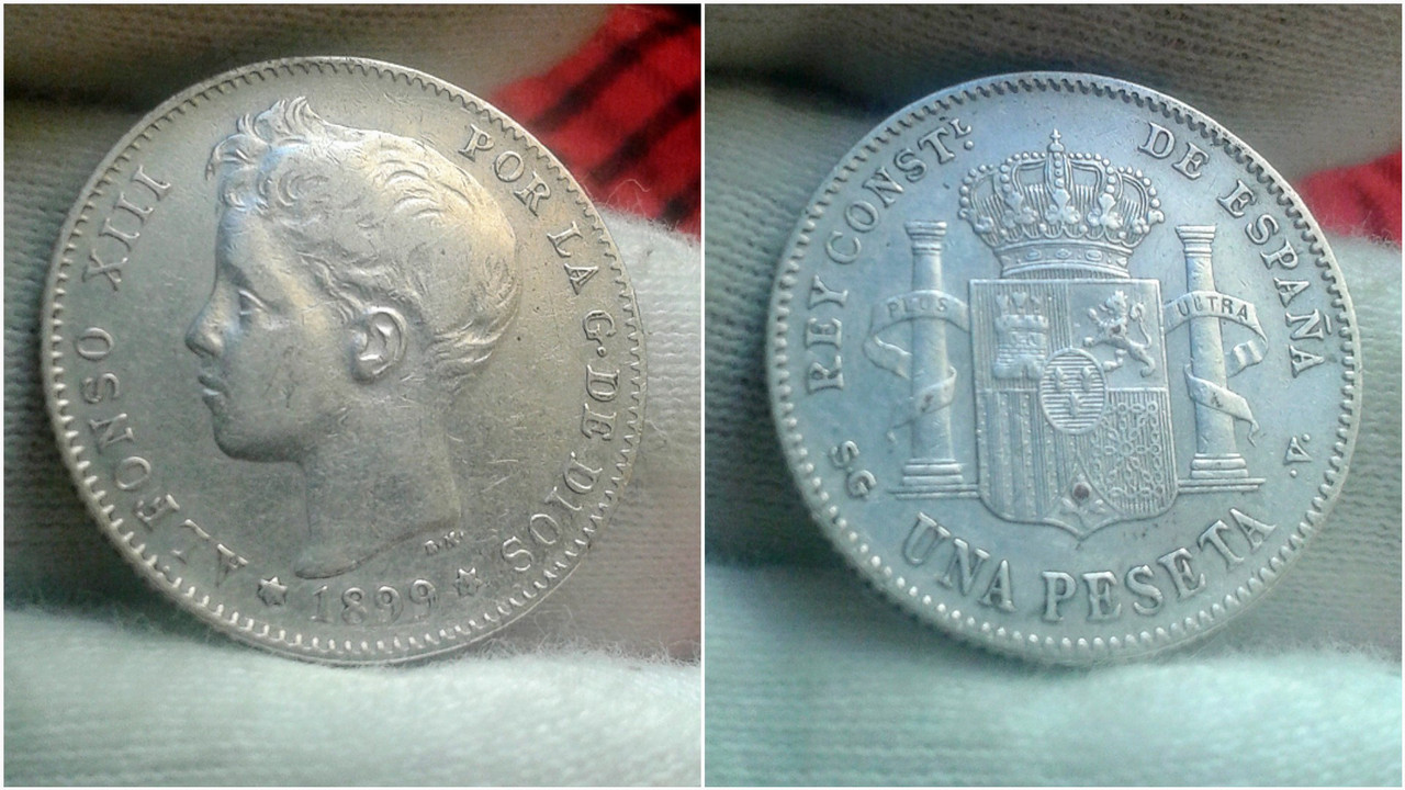 1 Peseta 1899. Alfonso XIII. Polish-20200606-155153357-2