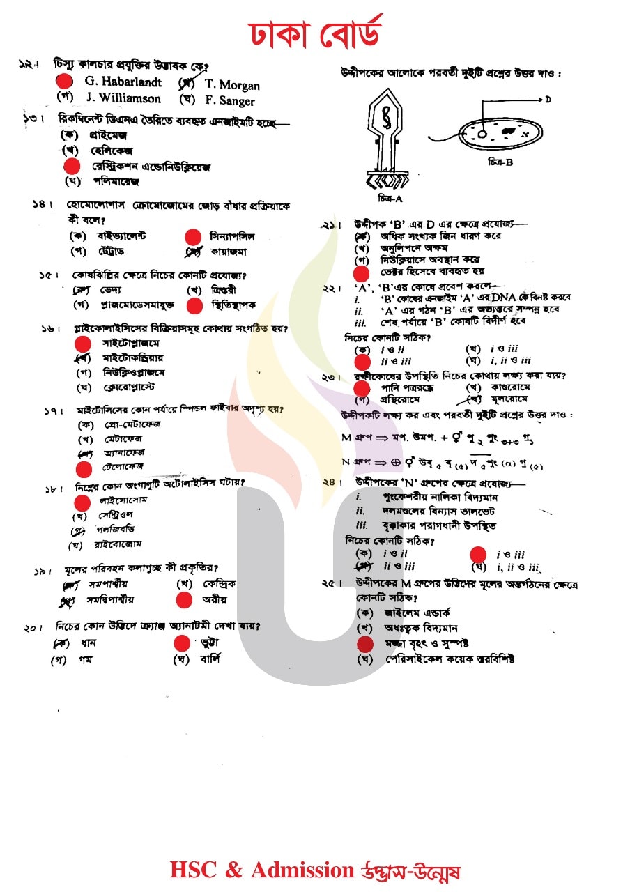 HSC Biology 1st Paper MCQ Questions and Answers 2023 PDF Download All ...