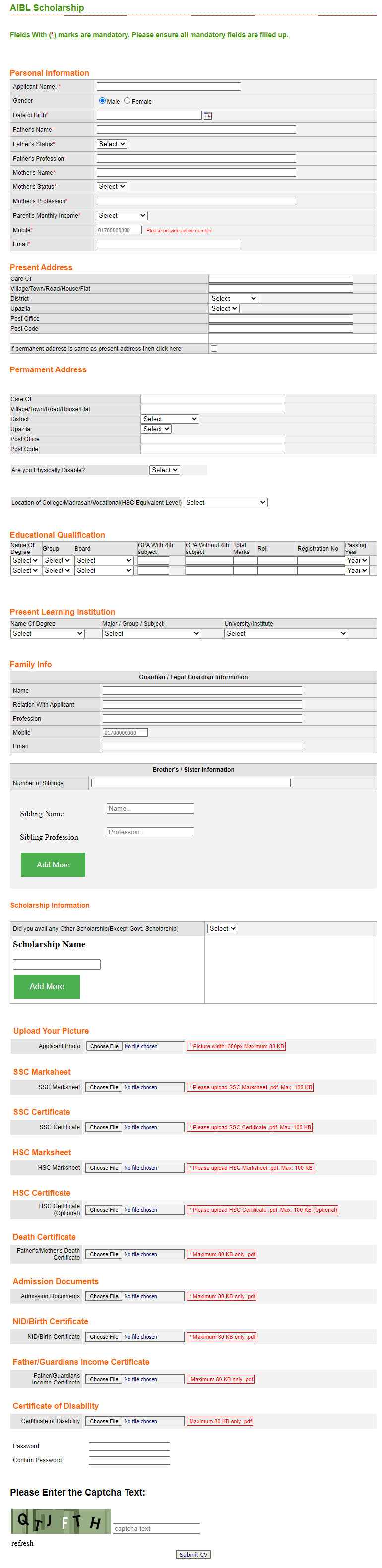 Al-Arafah Islami Bank Scholarship online Form 