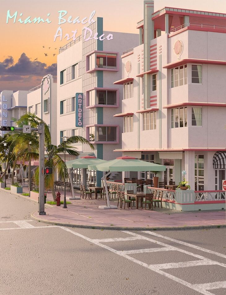 Miami Art Deco District 2024 Free Daz 3D Models