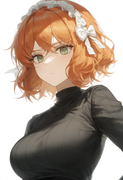 depth of field, 1girl, ishmael (limbus company), short hair, orange hair, {{gree s-629649512
