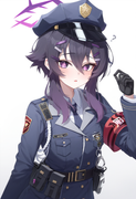 depth of field, 1girl, , [haruka (blue archive)], {{{{police uniform}}}}, blue a s-591905727