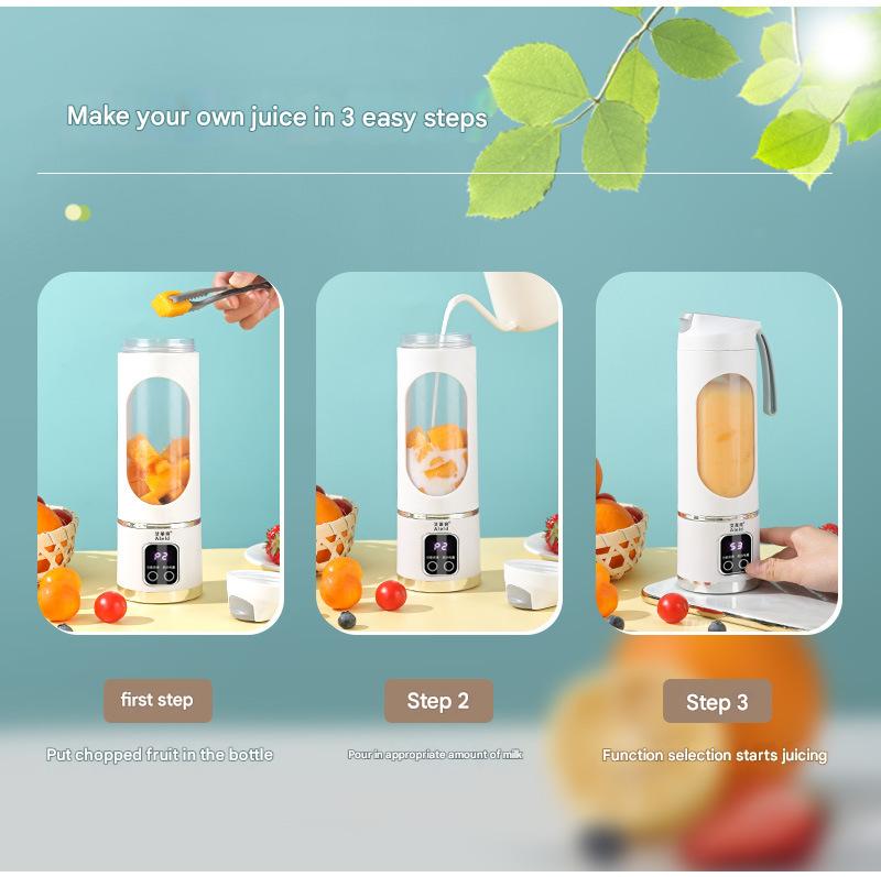 Supplier reference image for Portable Electric Juicer Blender - 450 mL USB Rechargeable Smoothie - White