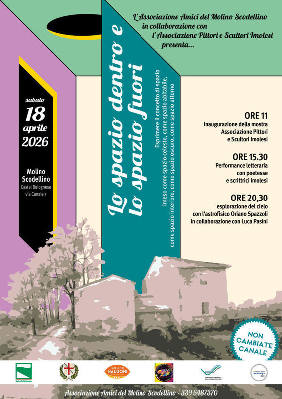 “Lo spazio dentro e lo spazio fuori”: sabato 18 aprile arte, poesia e stelle al Mulino Scodellino