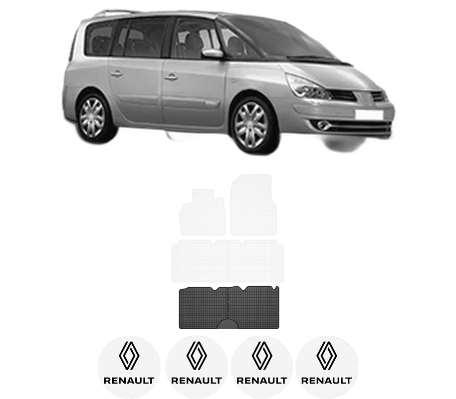 Set covorase presuri RENAULT ESPACE IV (JK0/1_) din 2002-2015, auto, din cauciuc thermoplastic, 4 Stickere auto cu RENAULT