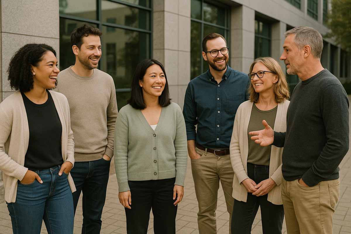 Team-Foto im Freien - engagierte Lebenszeitbegleiter