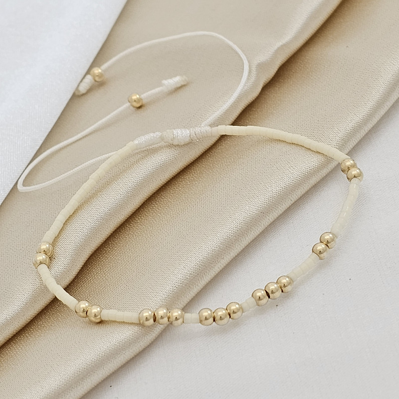PULSERA GOLD # 3 MIYUKI BEIS 19 BALINES PULSERA GOLD # 3 MIYUKI BEIS 19 BALINES