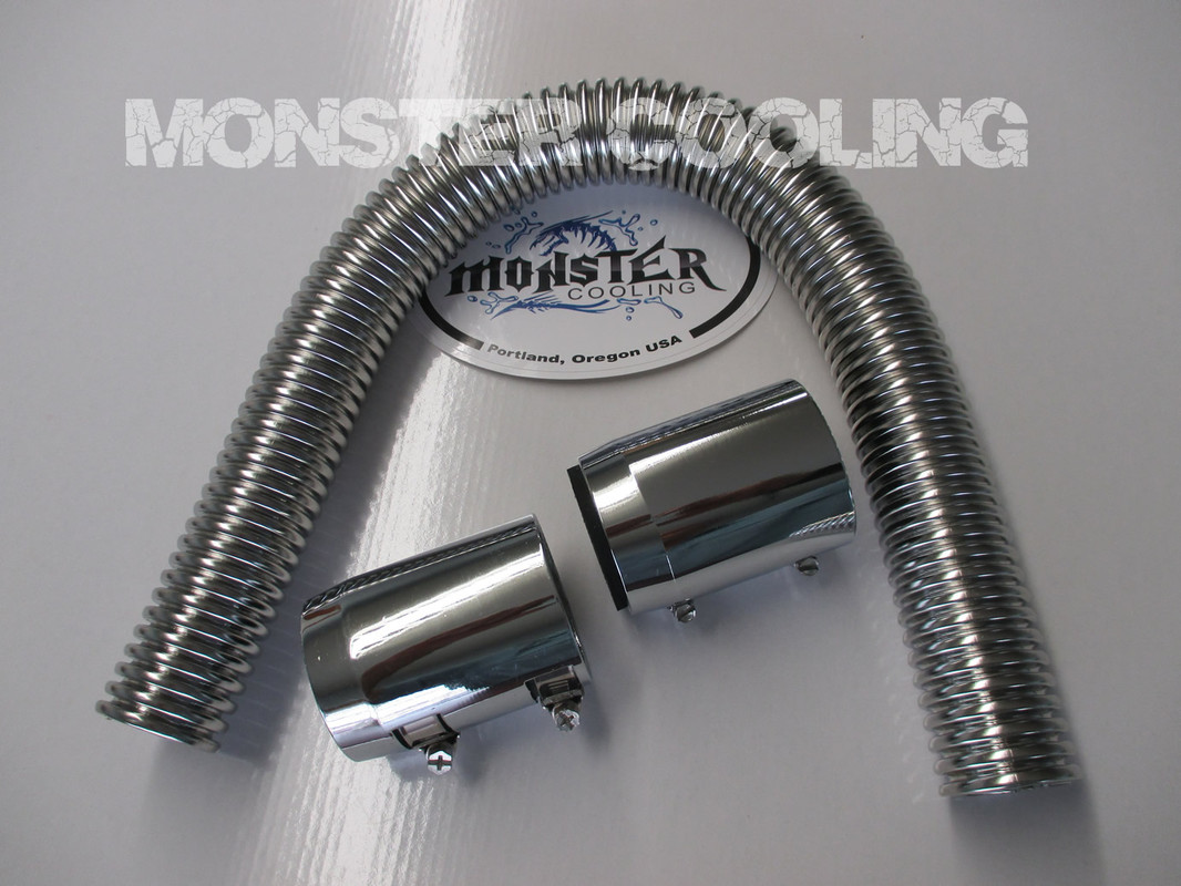 1967 Chevy Camaro Sm Block Radiator Hose Kit 48/" Chrome with 4 Couplings