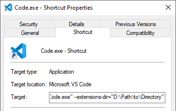 Example of shortcut target