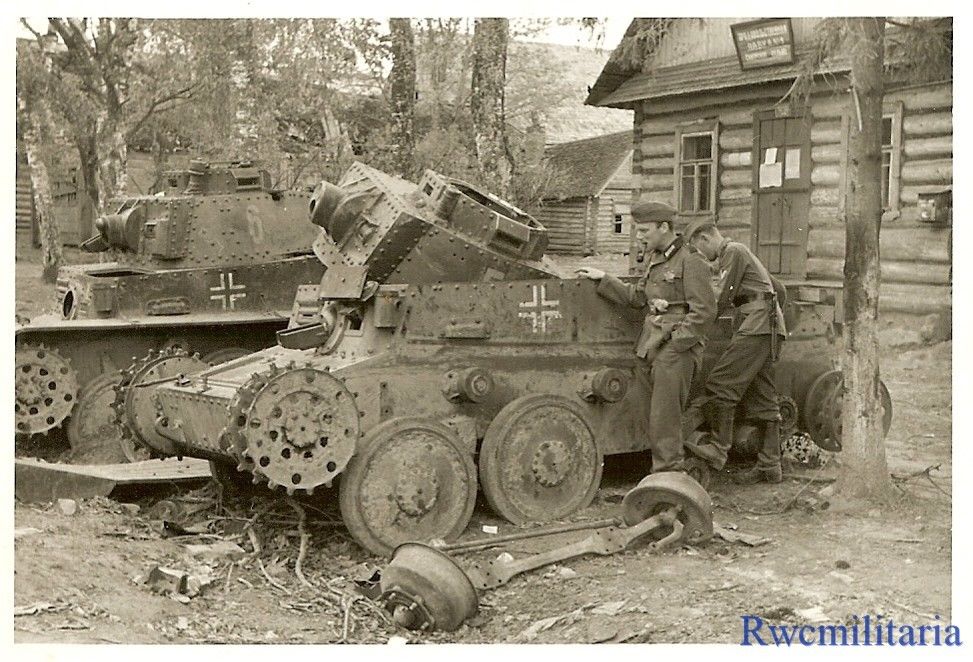 KO'd German Pzkw.38(t) Panzer Tanks Used for Parts
