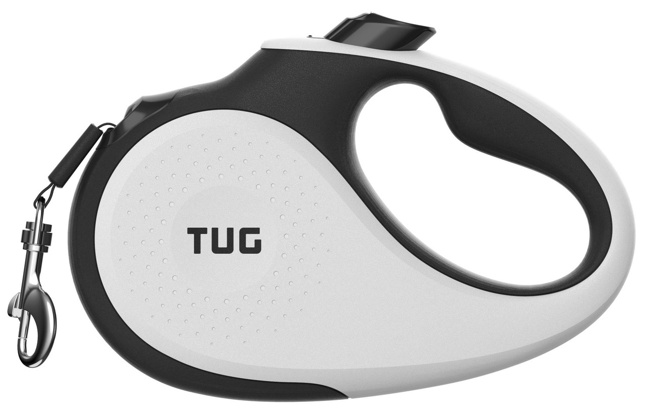 TUG 360 Tangle-Free Retractable Dog Leash 16ft Medium White