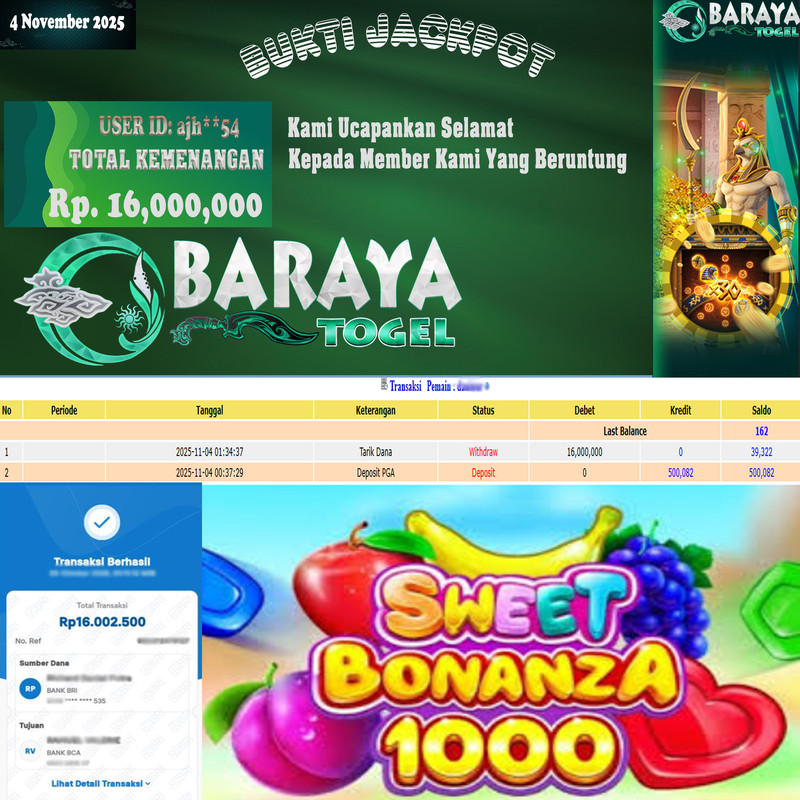 Rp. 16.000.000.- WD LUNAS DI BARAYATOGEL