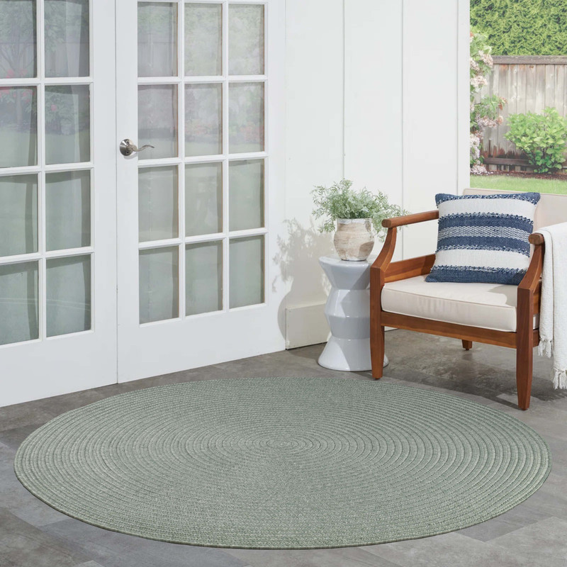 Braided Poly Solid-Tone Rug ~ (Fog Green) 01