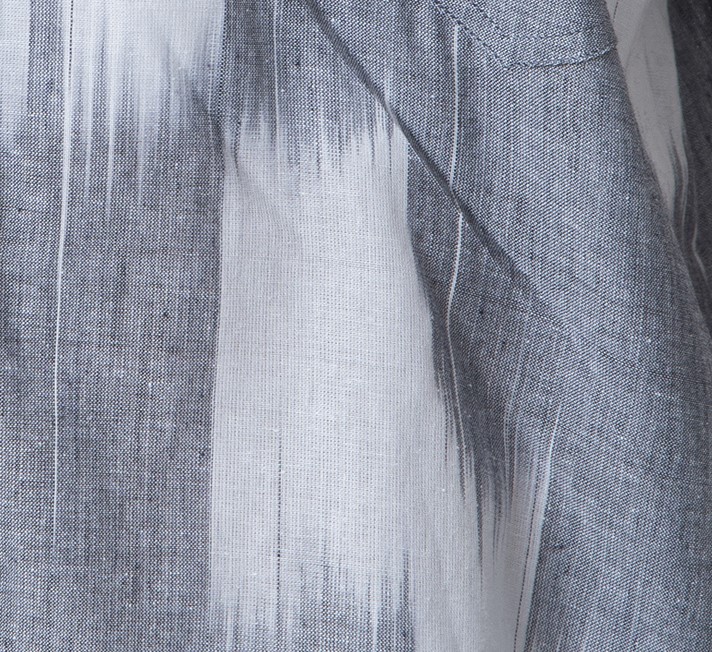 Ikat Grey Shirt & White Linen Shorts Set
