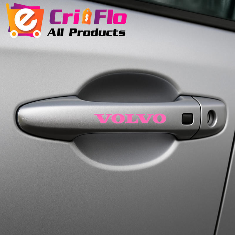 Sticker Auto Volvo 4 buc, Etrieri, Oglinda, Luneta, Jante, Maner usi, autoadeziv, Cri-Flo, Culoare Roz, Marime 12 cm