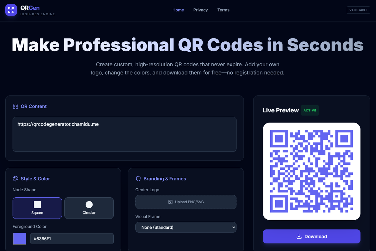 QR Code Generator Preview