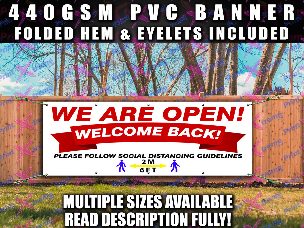 Pvc Reopen WE ARE OPEN BANNER WELCOME SIGN SIGNS Indoor Outdoor Shop SOCIAL ...