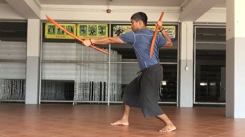 Double sword in Krabi krabong Thai martial art level 1