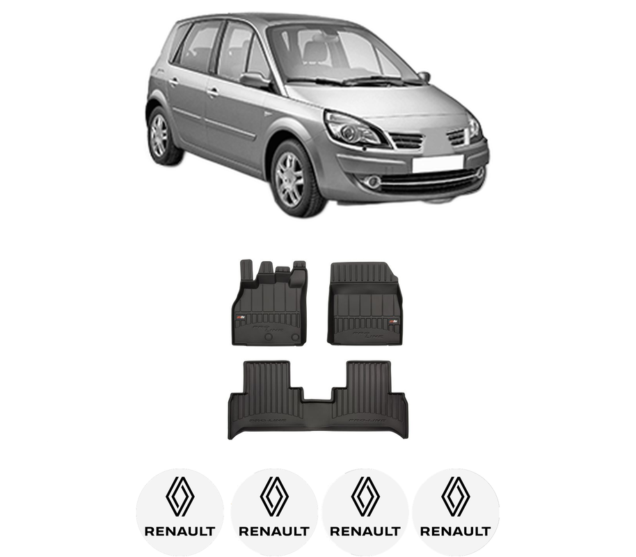 Set covorase presuri RENAULT SCENIC III (JZ0/1_) din 2008-2016, auto, din cauciuc thermoplastic, 4 Stickere auto cu RENAULT