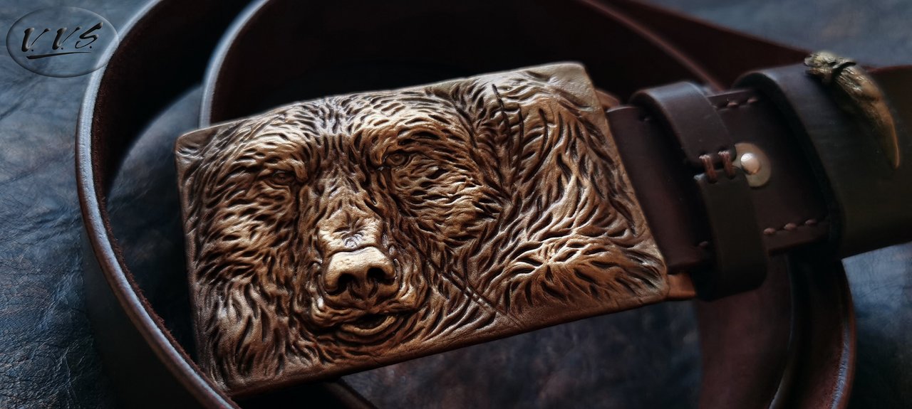 пряжка медведь литая бронза коричневый3