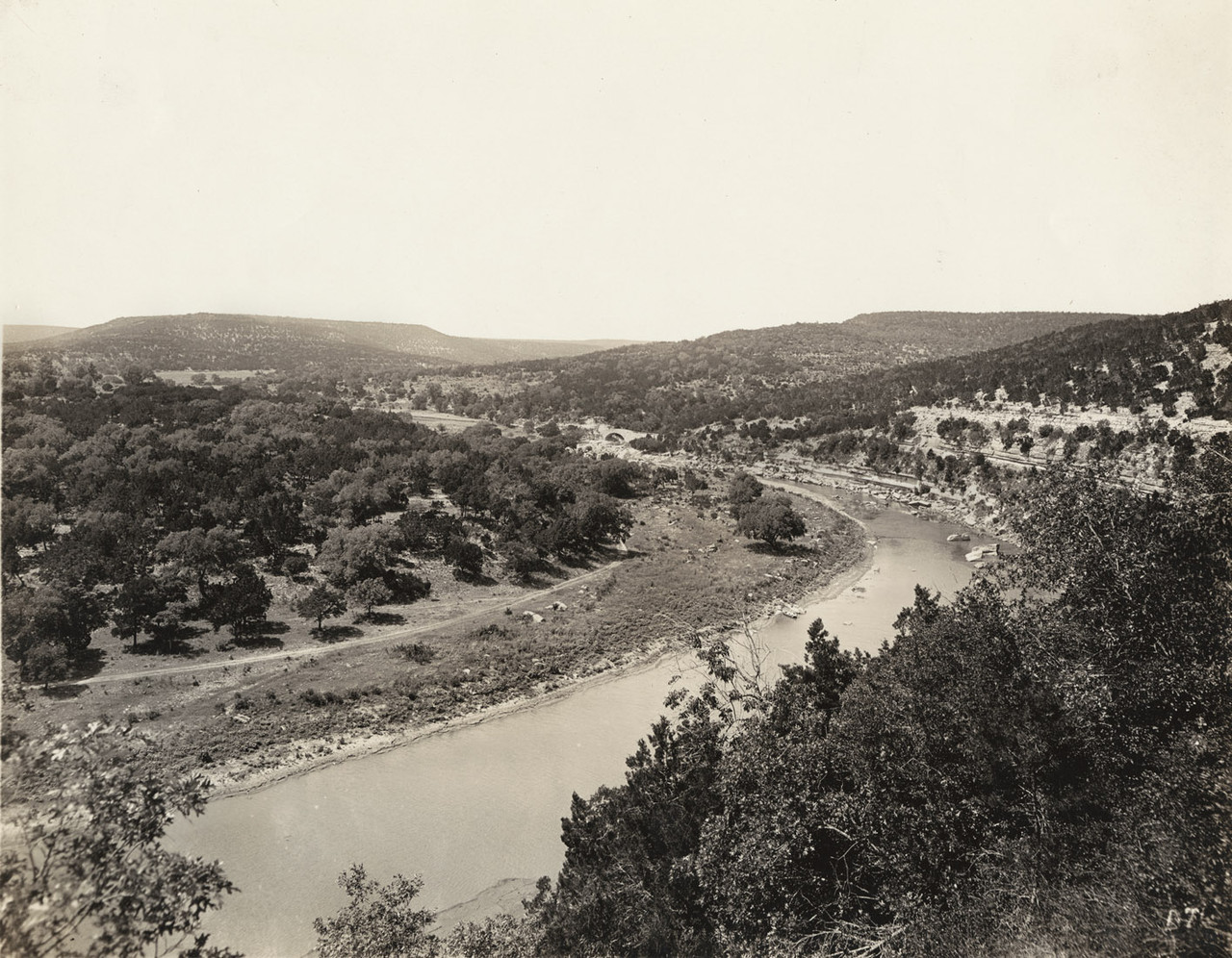 Caption: View of Bull Creek from the top of a hill. [C01827], Austin History Center, Austin Public Library