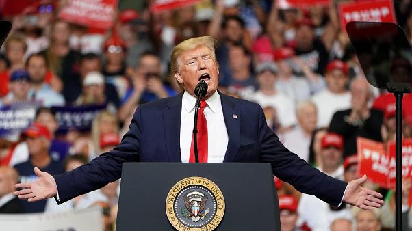 Donald Trump at his campaign in New Hampshire